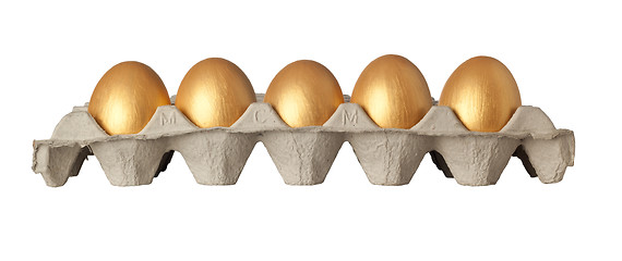 Image showing Tray of golden eggs