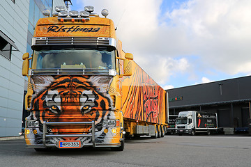 Image showing Scania R620 Show Truck Tiger at a Warehouse