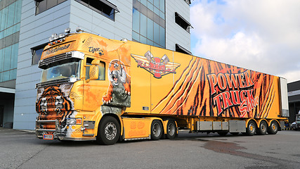 Image showing Scania R620 Show Truck Tiger at a Warehouse