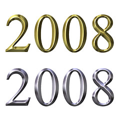 Image showing Year of 2008 in 3D Silver and Gold