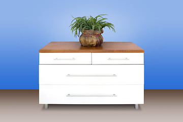 Image showing Modern white wooden chest of drawers