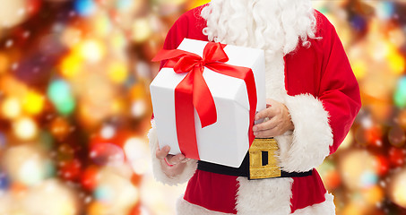 Image showing close up of santa claus with gift box