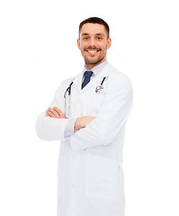 Image showing smiling male doctor with stethoscope