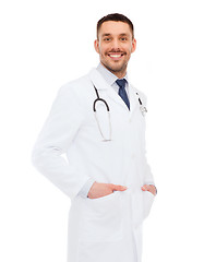 Image showing smiling male doctor with stethoscope