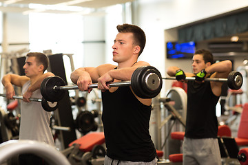 Image showing group of men with barbells in gym