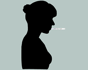 Image showing Woman with clinical thermometer in her mouth