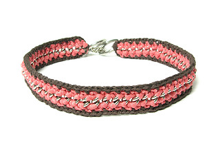 Image showing Hand worked crocheted dog collar out of a chain of metal