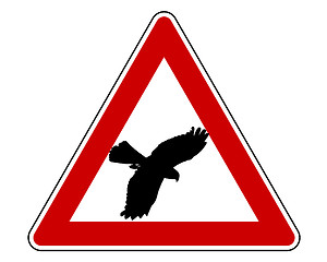 Image showing Bird swoop warning sign