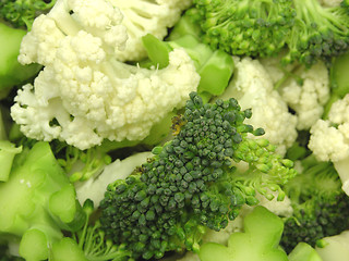 Image showing Cauliflower and broccoli mixed as a background