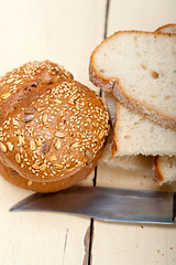 Image showing organic bread over rustic table