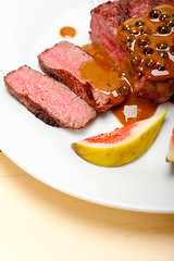 Image showing green peppercorn beef filet mignon