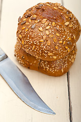 Image showing organic bread over rustic table