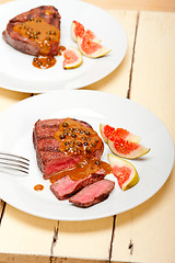 Image showing green peppercorn beef filet mignon