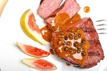 Image showing green peppercorn beef filet mignon