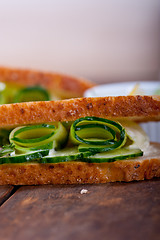 Image showing fresh vegetarian sandwich with garlic cheese dip salad