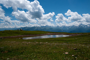 Image showing Hiking in mountain