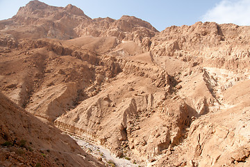 Image showing Hiking in stone desert middle east adventure