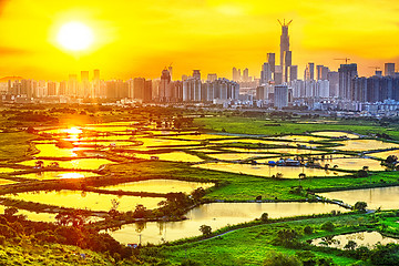 Image showing hong kong countryside sunset