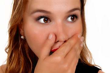 Image showing Blond woman shocked.