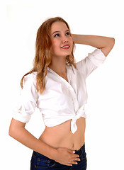 Image showing Blond woman in white blouse.