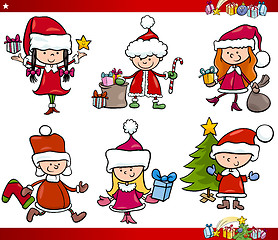 Image showing santa and christmas cartoon set