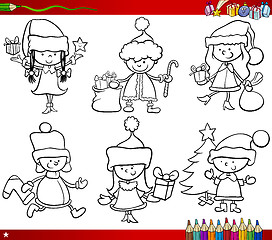 Image showing christmas themes children coloring page