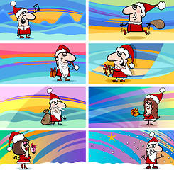 Image showing cartoon greeting cards with santa claus