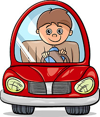 Image showing boy in car cartoon illustration