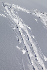 Image showing Background of off-piste ski slope with new-fallen snow