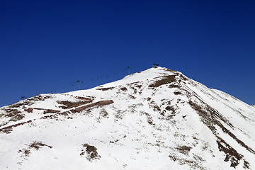 Image showing Winter mountains and ski slope in little snow year