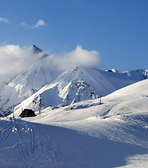 Image showing Hotel on ski resort at evening
