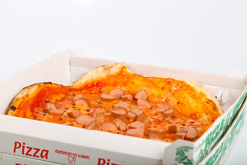 Image showing Takeaway Italian pizza with hot dog