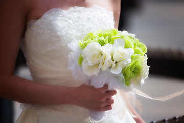 Image showing White bride and bouquet