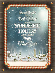 Image showing Christmas illustration frame with winter village.