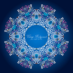 Image showing Ornamental round lace pattern.Delicate circle background