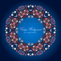 Image showing Ornamental round lace pattern.Delicate circle background