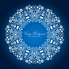 Image showing Ornamental round lace pattern.Delicate circle background