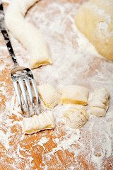 Image showing making fresh Italian potato gnocchi