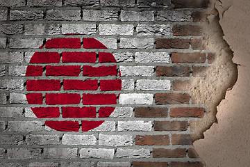 Image showing Dark brick wall with plaster - Japan