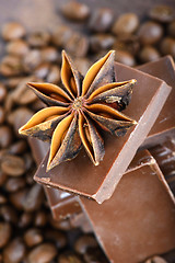 Image showing Macro shot to anise with chocolate