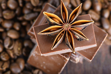 Image showing Macro shot to anise, chocolate and coffee beans