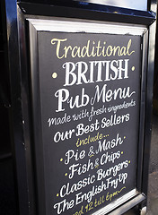 Image showing Traditional British Pub Menu