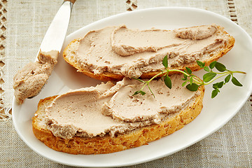 Image showing bread slices with liver pate