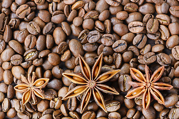 Image showing Roasted coffee beans with anise