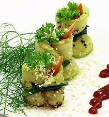 Image showing  Zucchini rolls