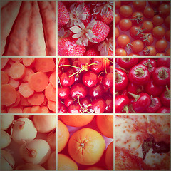 Image showing Retro look Red food collage