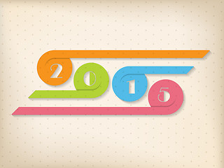 Image showing Year 2015 background with colorful ribbons