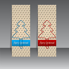 Image showing Christmas label design with paperclip trees 