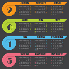 Image showing 2015 calendar design with ribbons