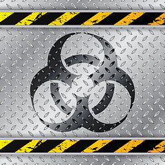 Image showing Bio hazzard warning sign on metallic plate